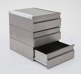 Modular Three Drawer Unit; Stainless Steel 6"H, 6"H & 6"H | 1741-24 displayed