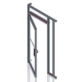 Outward swinging left-handed door assembly; default door configuration for ValuLine® hardwall cleanrooms.  |  6710-14A-R-PC-VL displayed