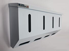 4 Compartment Wall Mounted Polypropylene Glove Dispenser | 4952-77 displayed