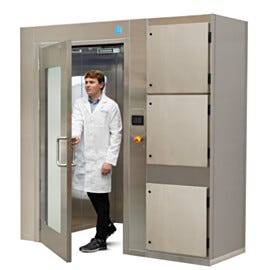 Low profile stainless steel unit provides cleanroom protection and self containing unit for decontamination | 6010-00D-LP displayed