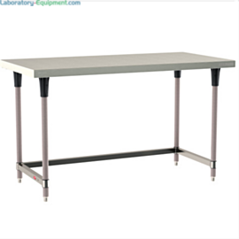Standard 304 Stainless Steel TableWorx Work Tables with Microban antimicrobial Metroseal Legs and 3-Sided Frame by Metro; various sizes and mobile options