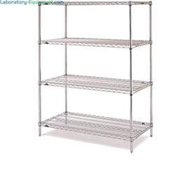 4’ adjustable 304 stainless steel wire shelves with Microban antimicrobial coating and chrome plating