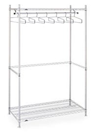 Stainless steel Upright Garment Racks provide clean, space-efficient storage of cleanroom frocks, coveralls and other apparel | 2650-16 displayed