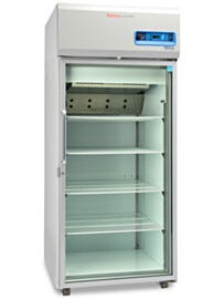 Single-glass door 827L TSX High-Performance Refrigerator by Thermo Fisher Scientific includes 4 shelves and casters; GMP Clean Room Class A/ISO 6 compatible  |  1621-09 displayed