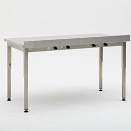 Stainless steel vibration isolation workstation with multiple pressure gauges, height-adjustable legs and leveling feet  |  1570-81A displayed