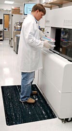 Anti-fatigue mats enhance worker comfort, resist chemicals and common disinfectants, and prevent accumulation of microbes | 5606-00 displayed