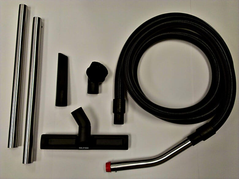 Includes: 10' antistatic hose with cuffs, curved SS tube, 2 SS wands, floor nozzle, conductive dust brush and conductive crevice nozzle  |  1764-39 displayed