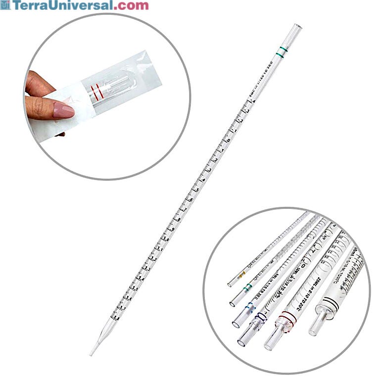 The 2mL green serological pipette has paper/plastic packaging