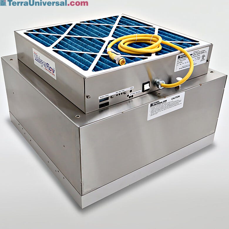 Room-side replaceable EC Fan Filter Unit is serviced in minutes without ceiling breach or cleanroom shut-down; all-stainless steel construction | 6601-22B-URSS-EC displayed