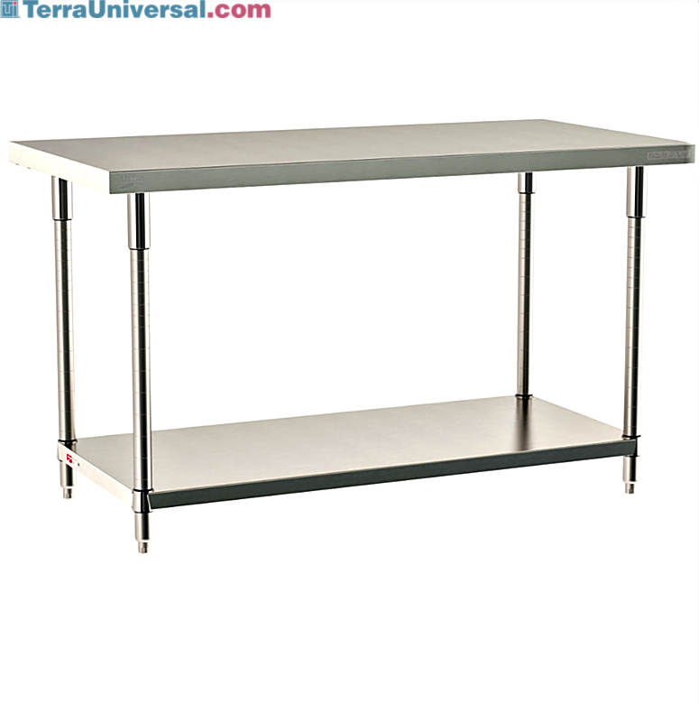 All 304 Stainless Steel TableWorx Work Tables with an Under Shelf by Metro for lab, electronics, pharma and science applications; size and mobile options | 1545-PP-01 displayed