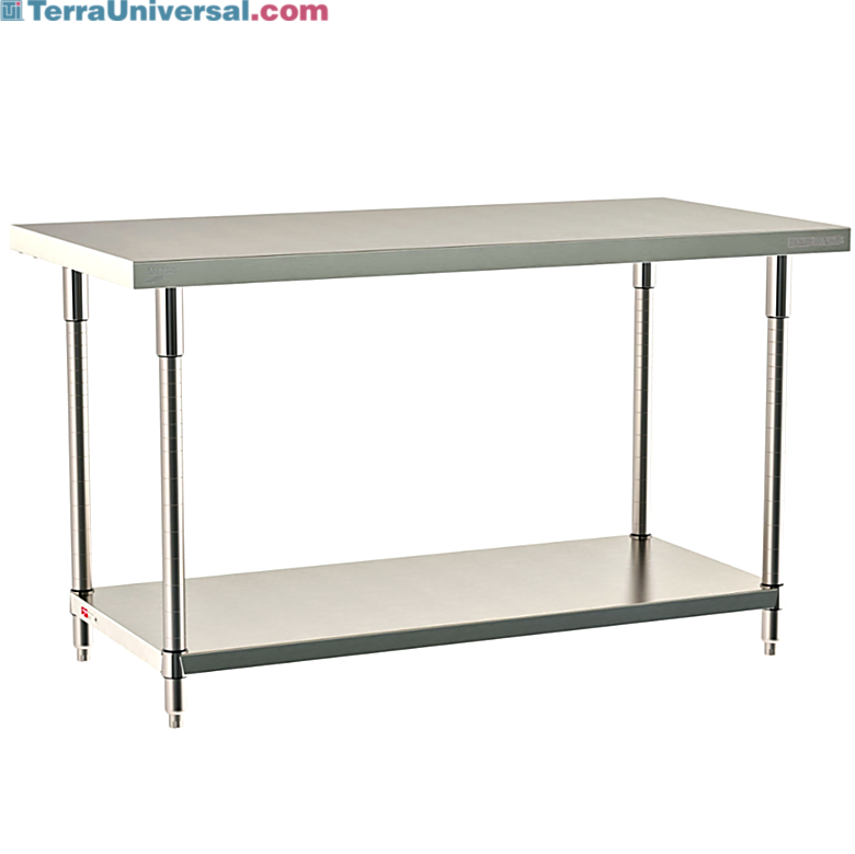 316 Stainless Steel TableWorx Work Tables with 304 SS Legs and Under Shelf by Metro ideal in cleanrooms and biopharma applications; sizes and mobile options | 1543-PP-03 displayed