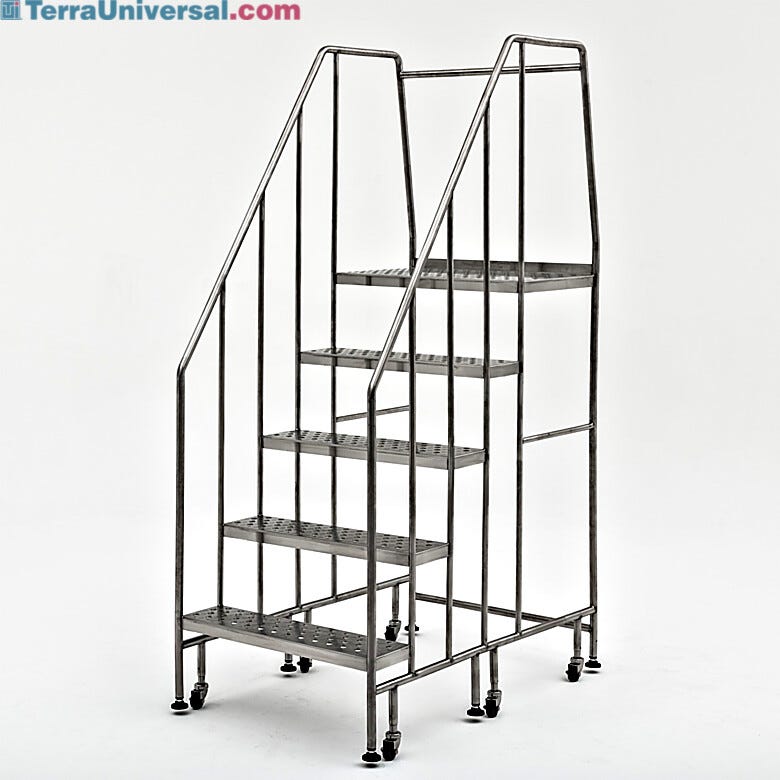 Terra’s BioSafe® 5 step ladder features a low-crevice design that streamlines cleaning and helps prevent particle accumulation | 2805-87B displayed