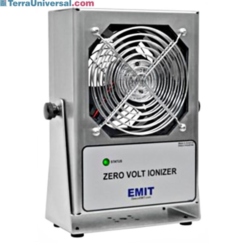 Zero Volt Benchtop Ionizer neutralizes electrostatic charges on insulators and ungrounded conductors within the coverage area  |  2006-11 displayed