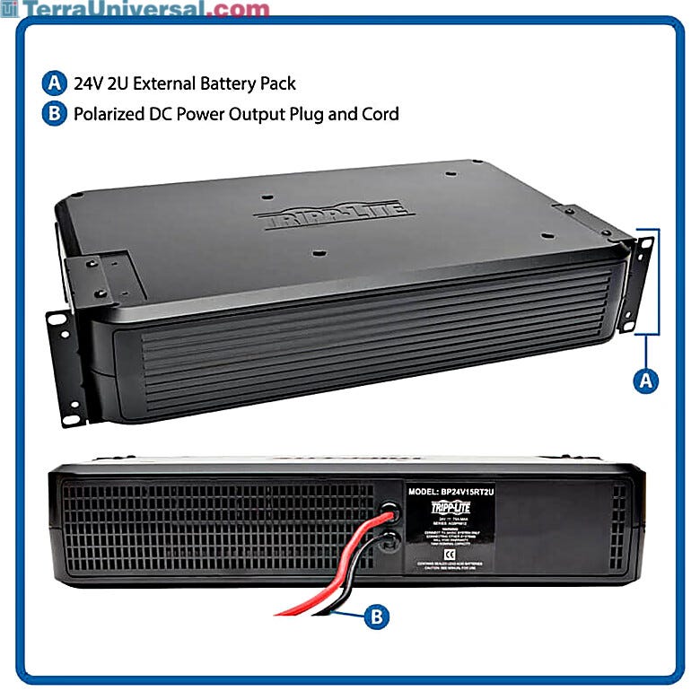 External 24V battery pack offers extended battery runtime when used with main tower UPS system  |  1529-99 displayed