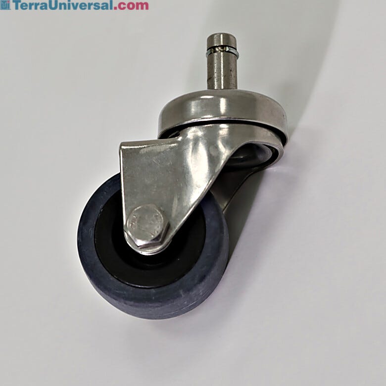 Heavy duty casters of 316L electropolished stainless steel with 2