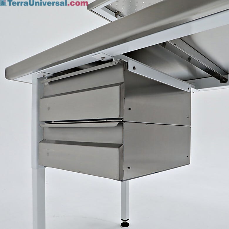 Drawers units, available in 304 stainless steel or ABS plastic, are available in many configurations (shown: 6