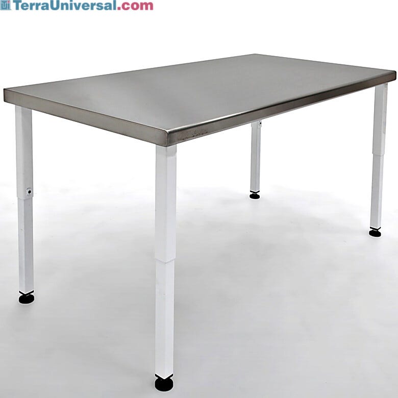 Solid stainless steel top with a power-coated steel base and telescoping legs  |  1751-00 displayed