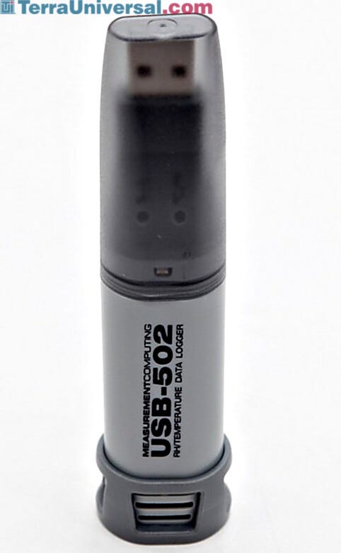 Stores 16,382 temperature readings and 16,382 relative humidity measurements. | 9500-10 displayed