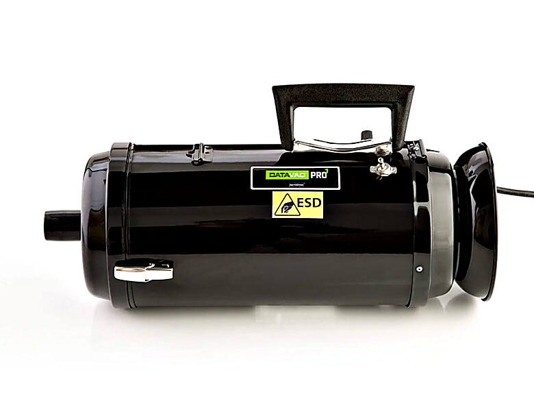 Powerful DataVac Pro ESD-safe vacuum with durable black casing for static-sensitive environments  |  1009-00 displayed
