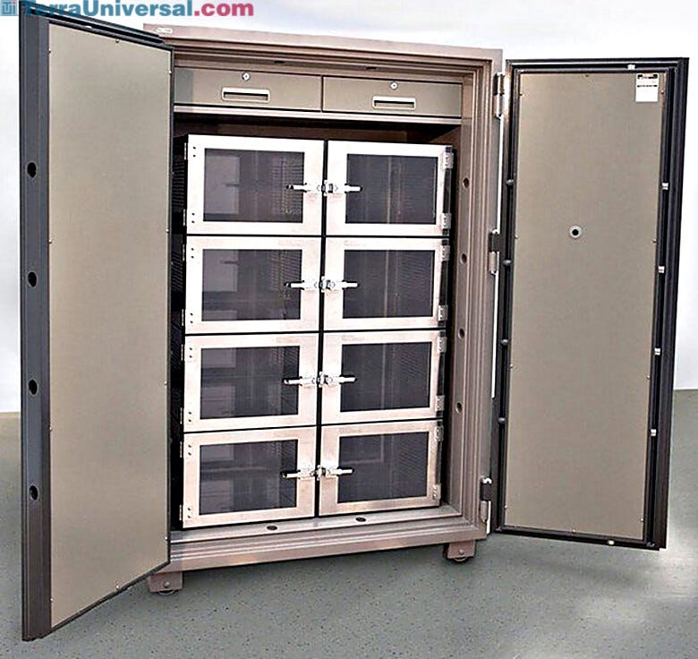 Stores sensitive components in a dry, contamination-free environment; guards against fire, theft or tampering  |  6500-22 displayed