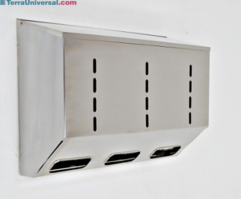 Stainless Steel Wall Mounted 3 Chamber Glove Dispenser  |  4952-83-2-316 displayed