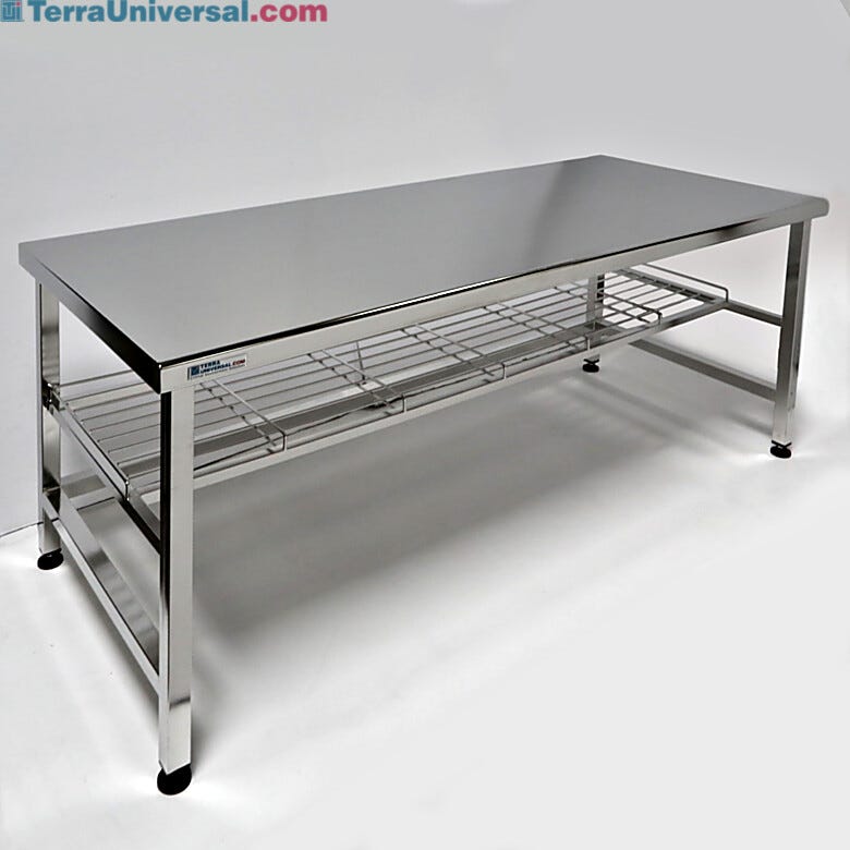 Electropolished 304-stainless steel ISO 4 cleanroom table with continuous seam welds; durable, all-welded work station for critical processes  |  9603-07 displayed