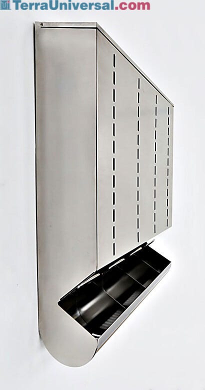 Wall Mounted 4 Compartment Stainless Steel Dispenser with Catch Tray | 4952-37-2-316 displayed