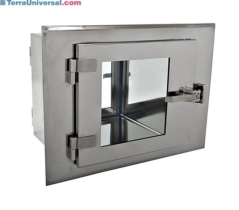 CleanMount® BioSafe® Pass-through mounts flush against cleanroom wall to prevent dust accumulation | 2636-74C displayed