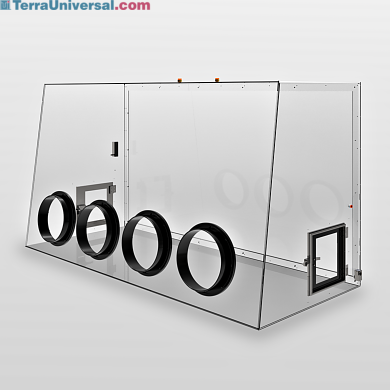 Tall double acrylic laboratory glovebox includes two 10