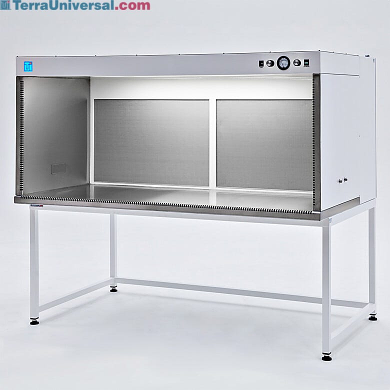 Shown: 6'-wide Horizontal Laminar Flow Hood; requires two fan/filter units (sold separately) | 9620-64A displayed