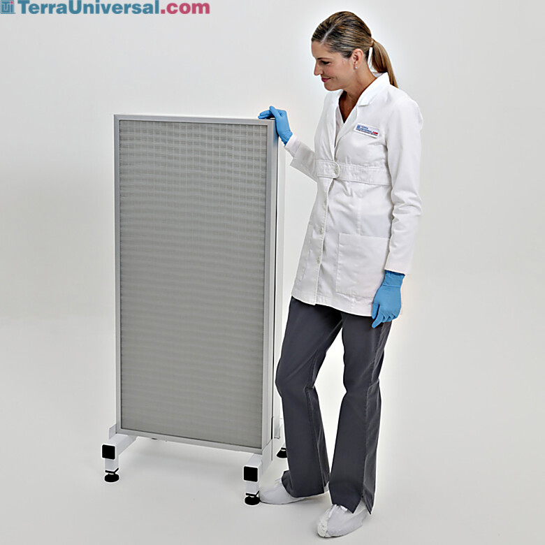 Front side of horizontal HEPA filtration system; 1 FFUs mounted on a base stand