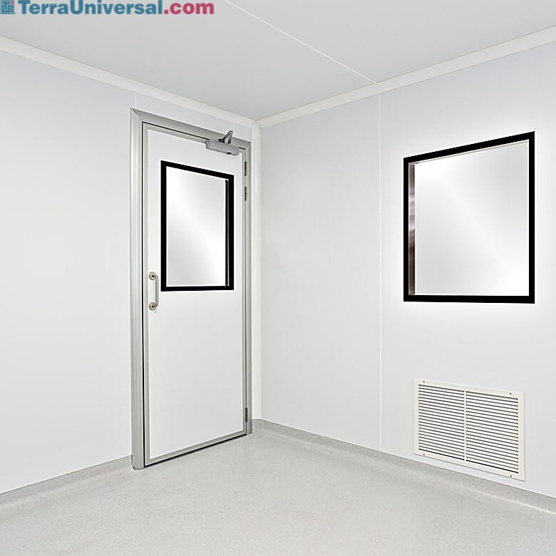 Modular cleanroom wall panel composed of an aluminum honeycomb core with uPVC steel shell provide a stick-built aesthetic | 6603-66 displayed