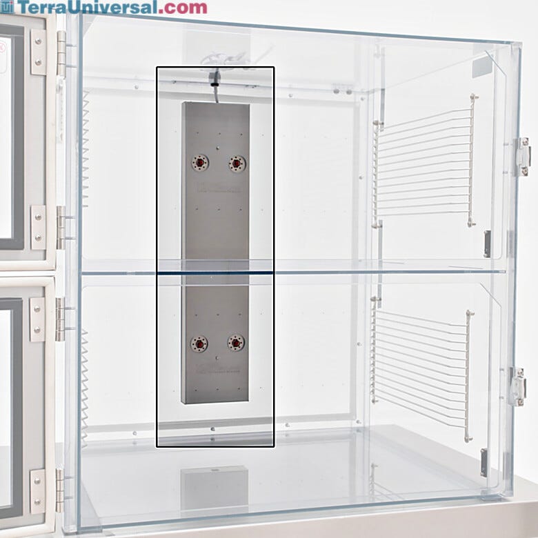 Ionizing module safely neutralizes static charges in pressurized desiccator cabinets  |  2006-01 displayed
