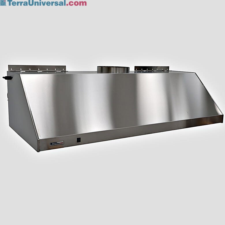 Economical wall-mounted laboratory canopy fume hood is suitable for light-duty applications; 304 stainless steel with built-in LED lighting | 9000-01A displayed