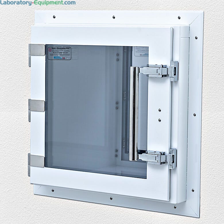 Wall-mounted pass-through ideal for cleanroom applications demanding safe, efficient, and contamination free transfer of cleanroom components | 1991-76E displayed
