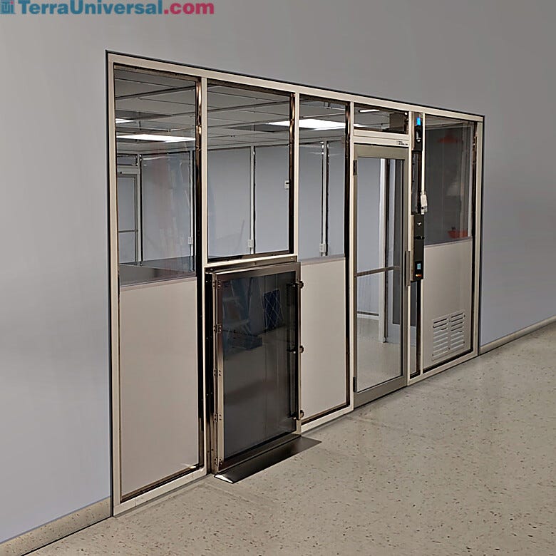 Custom cleanroom wall partition with 2
