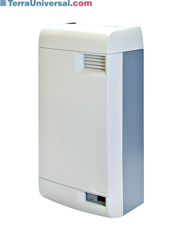 Condair's RH2+ Space QVD steam humidifier is a small, sleek indoor unit that can take any potable water source to run  |  3951-11 displayed