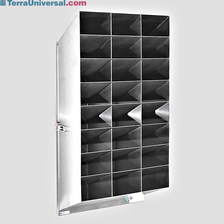 Detachable BioSafe® safety glasses holder with 24-compartments in 304 stainless steel, wall-mount, 10.1