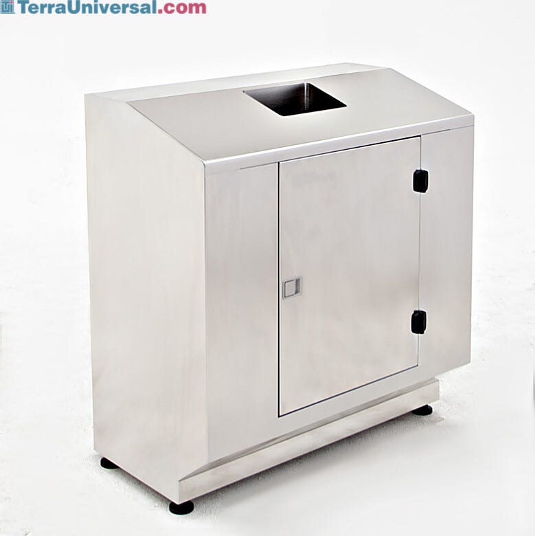 Terra's ISO-5 rated BioSafe® stainless steel waste base provides an easier cleaning, minimizing particle and microbial accumulation.  |  4951-36A-2 displayed