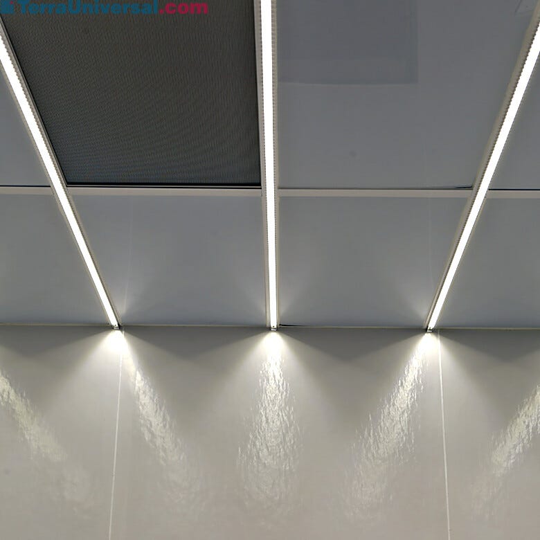 Double stacked cleanroom LED strip lights installed to the ceiling of a cleanroom | 3800-40A displayed