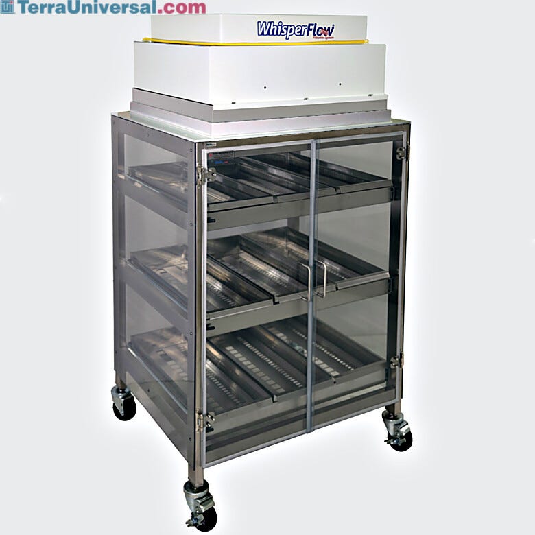 Storage reticle/photomask storage cabinet with optional WhisperFlow air filtration; 304 SS, 28.5
