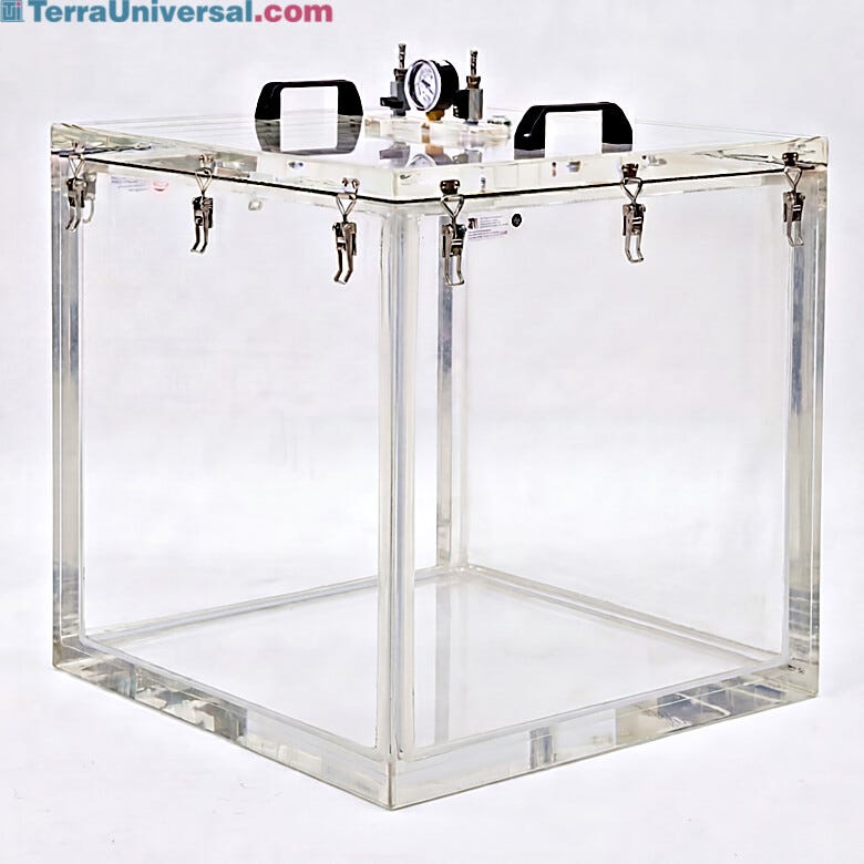 Leak-tight acrylic chamber with O-ring seal and cleanroom-compatible design  |  5235-62 displayed