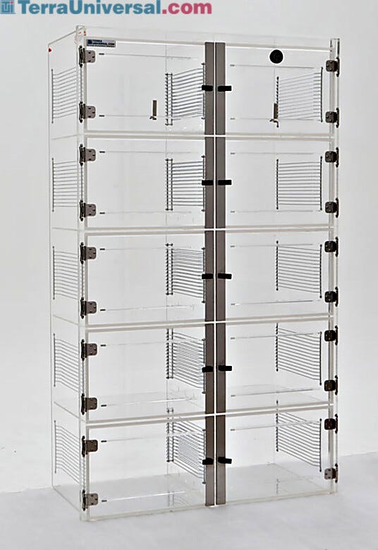 ValuLine® acrylic desiccator cabinet, 10 chambers with adjustable shelving  |  3949-37C displayed