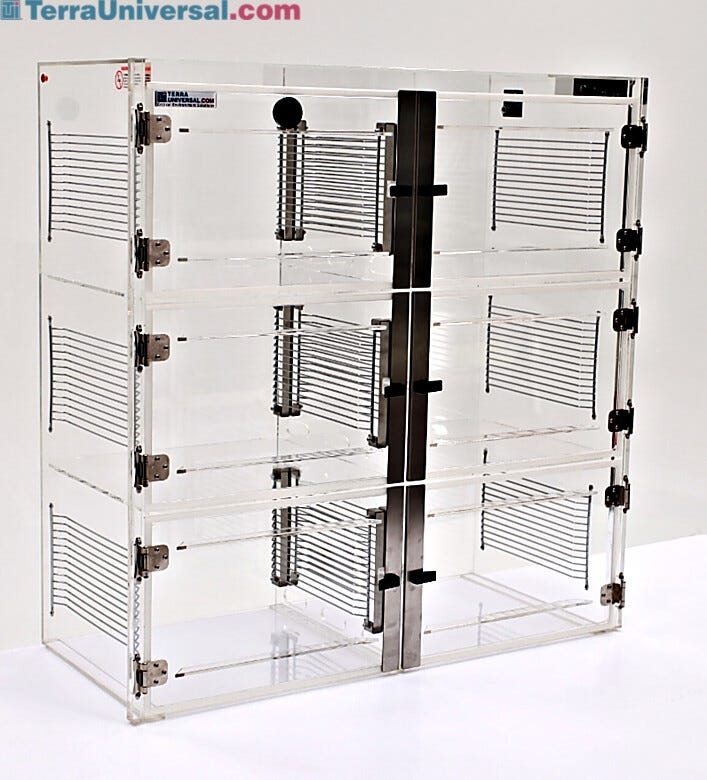 ValuLine® acrylic desiccator cabinet, 6 chambers with adjustable shelving  |  3949-35C displayed