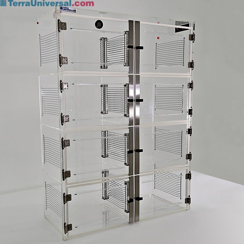 Acrylic ValuLine® Extended Service desiccator cabinet with 8 chambers, 36.75