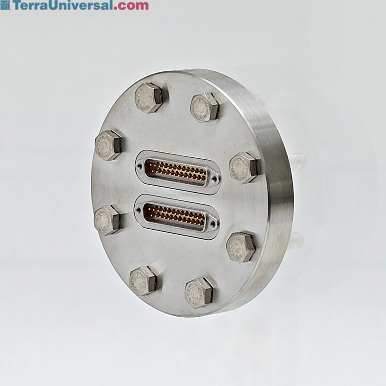 Multi-pin feedthrough on an arcylic vacuum chamber  |  5235-62 displayed