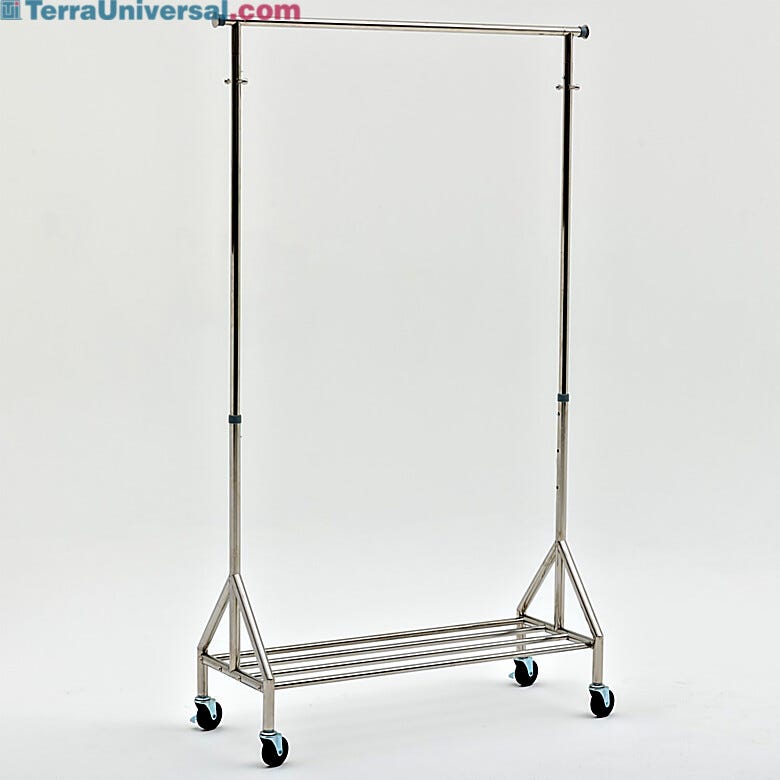 Stainless steel gowning rack engineered for stability, adjustability, and cleanroom safety | 9230-16 displayed