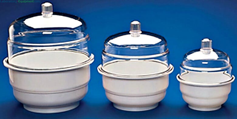 Bel-Art Space-Saver Lab Desiccators offer a small-footprint unit that preserves precious benchtop space (order desired desiccant separately)  |  1539-56 displayed