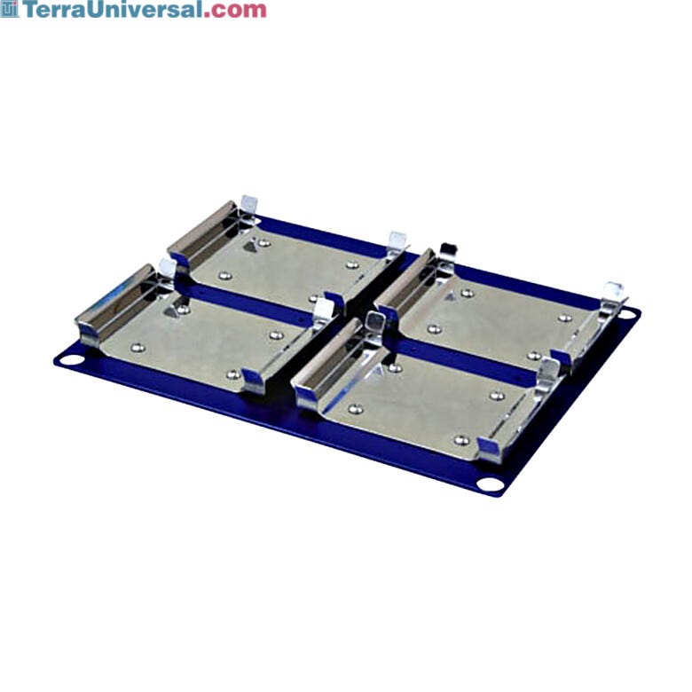 Dedicated microplate platform for use with the Incu-Shaker CO2 Mini Incubator by Benchmark Scientific holds 4 standard deepwell microplates | 2823-03 displayed