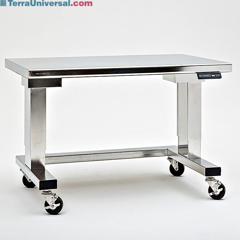 Fully enclosed adjustable height work station suited for critical environments. Electropolished finish optional. | 9605-34-E displayed
